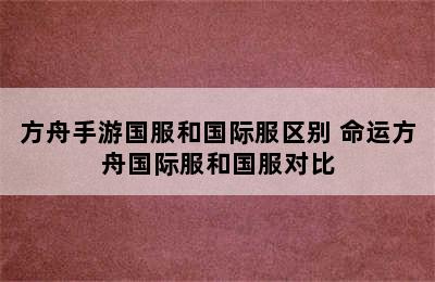 方舟手游国服和国际服区别 命运方舟国际服和国服对比